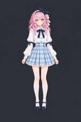 Blue Plaid Ribbon, full outfit view