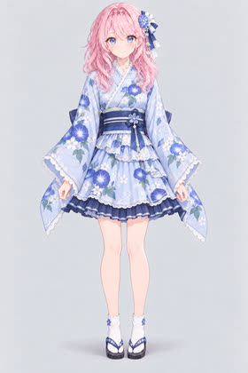 青花の浴衣, full outfit view