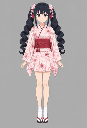 Sakura Petal Kimono, full outfit view
