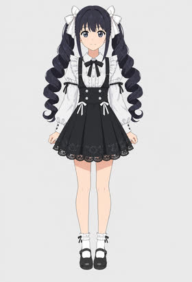 Black Bow Pinafore, full outfit view