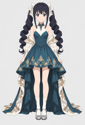 Teal Royal Train, full outfit view