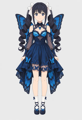 Blue Butterfly, full outfit view